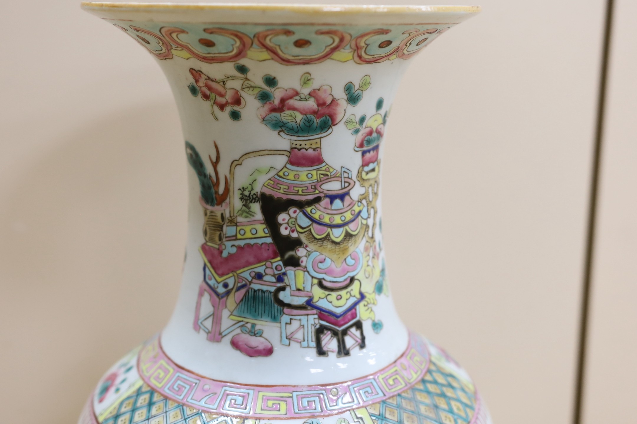 A large Chinese enamelled baluster vase, 60cms high